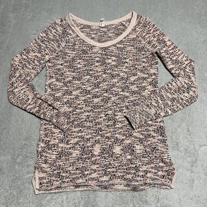 We The Free Sweater Womens Medium Pink‎ Marled Pullover Long Sleeve Boho Knit